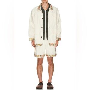 FOUND KANTHA FLORAL WORK SHORTS in Cream NWT Size XXL